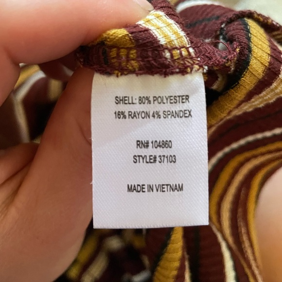 Forever 21 Striped Maroon and Gold Ribbed Mock Turtleneck Dress - Picture 6 of 6